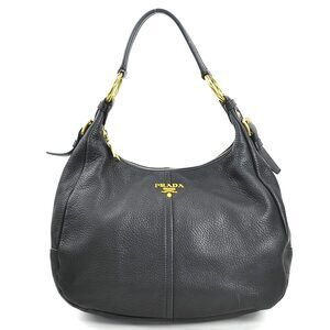 Prada Vitello Daino Hobo bag grained leather Shoulder Bag Black